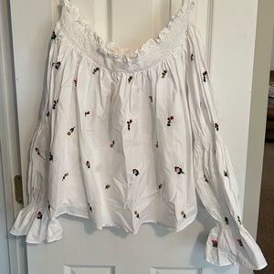 Women’s ZARA Off The Shoulder Floral Embroidered Top
